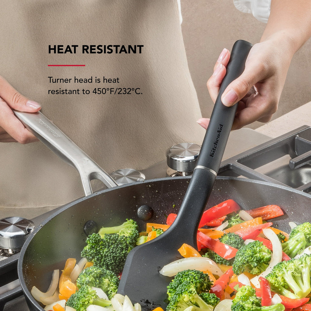 Heavy Duty 3-Piece Cooking Utensils Set with Ergonomic Handles, Black - Professional Kitchen Tool for Culinary Enthusiasts Detail