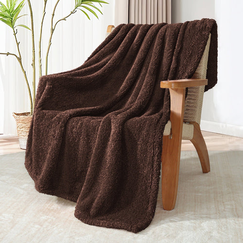 Cozy Fleece Fuzzy Fleece Throw Blanket for Couch Sofa, Lightweight Fluffy Solid Velvet Blanket, 50x60 Inches, Coffee - Lightweight Plush Warm Blanket for All Seasons Detail