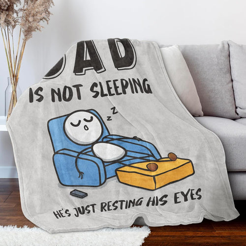 Cozy Fleece Funny Fathers Day Dad Gifts , Dads Birthday Gifts, Dad is Not Sleeping Blanket, Super Soft Throws Blanket for Napping - Lightweight Plush Warm Blanket for All Seasons Detail