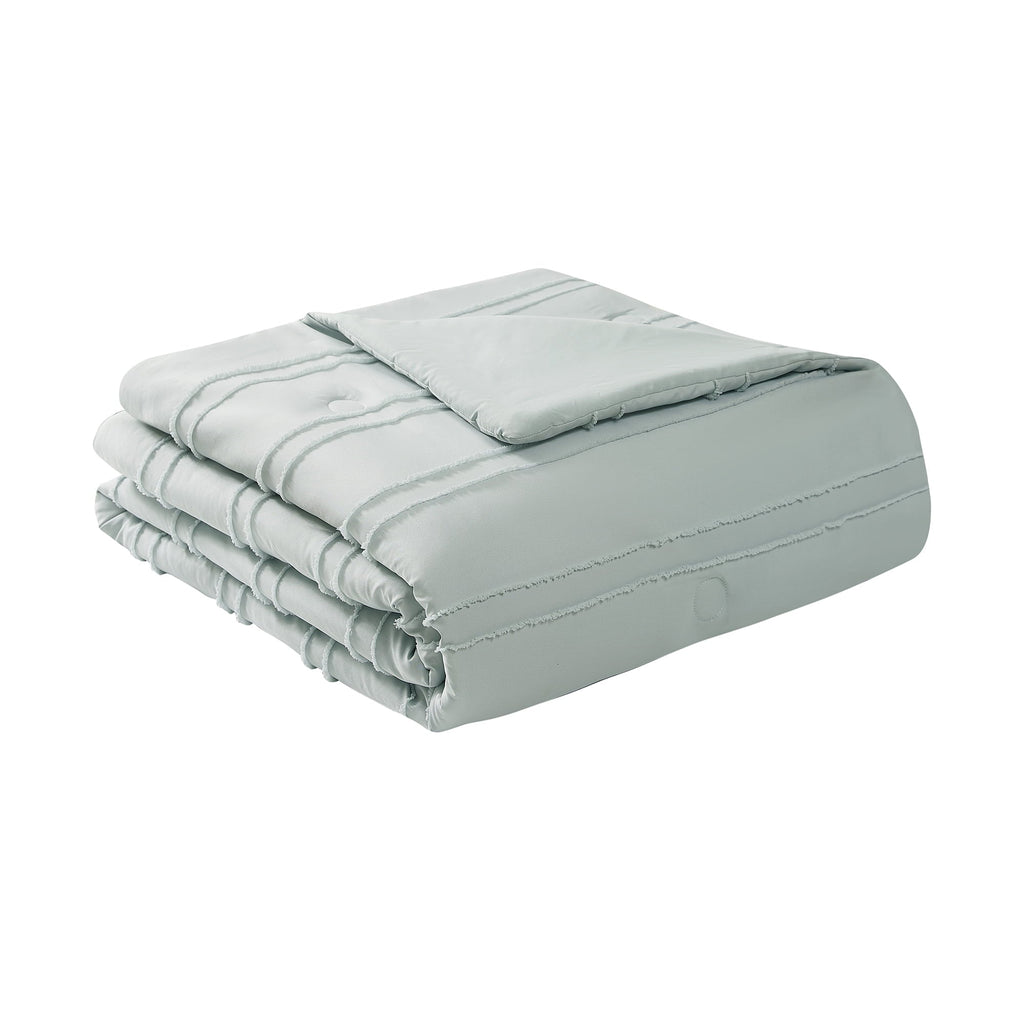 Luxurious Quilted Mint 10 Piece Bed in a Bag Comforter Set with Sheets, Queen - Cloud-Like Soft Lightweight Bed Comforter Detail