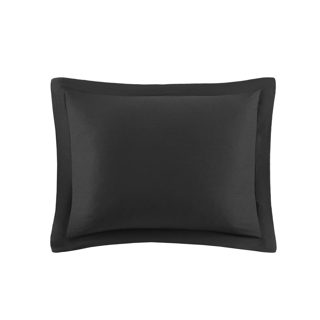 Heavyweight Warmth All in One Down Alt Reversible Comforter and Sheet set- 5 Piece, Twin, Black - Luxurious Quilted Duvet Cover Set Detail