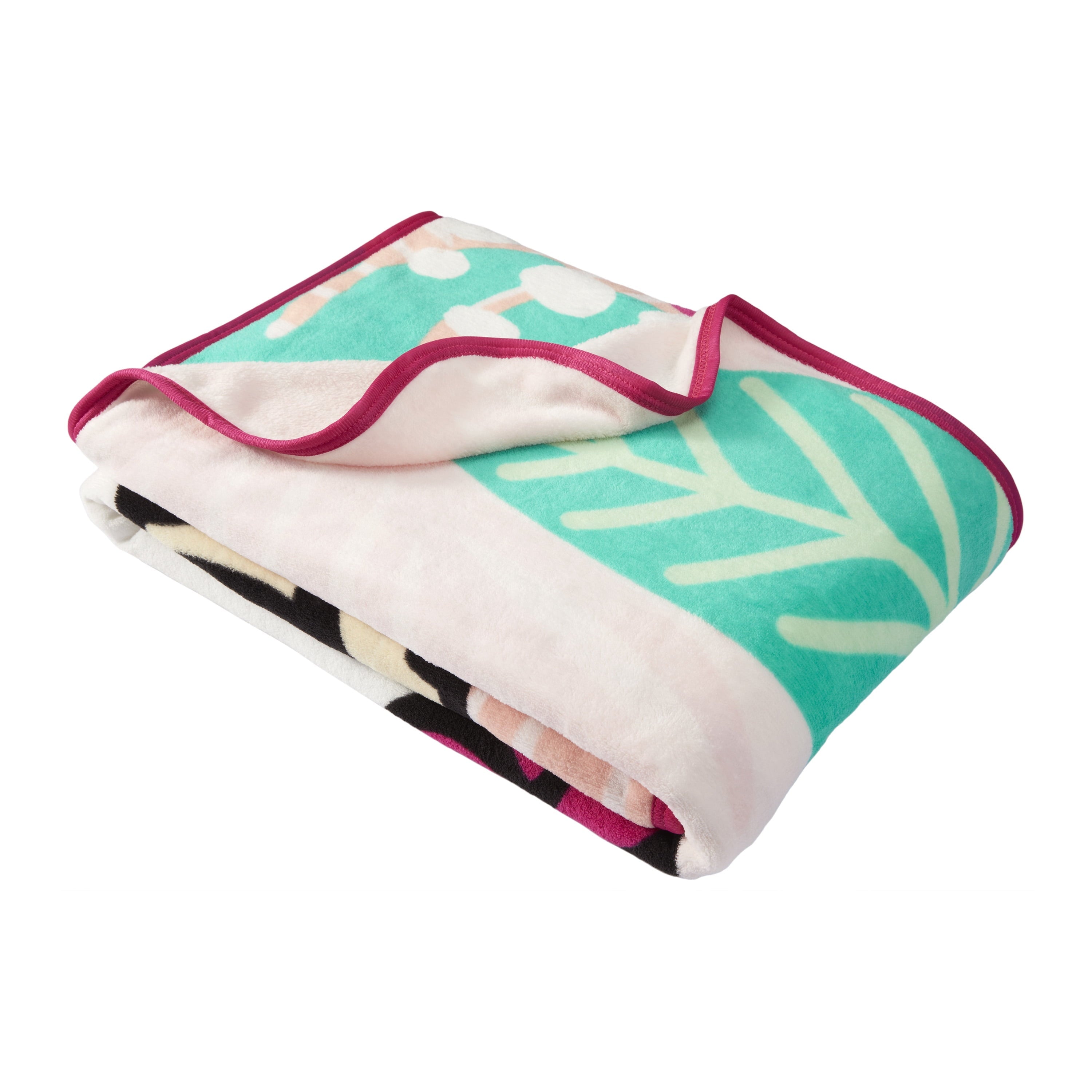 Lightweight Warm Kids Pink White Print Fleece Throw Blanket, 46 x 60 - Luxury Knitted Decorative Throw Blanket with Fringes Detail