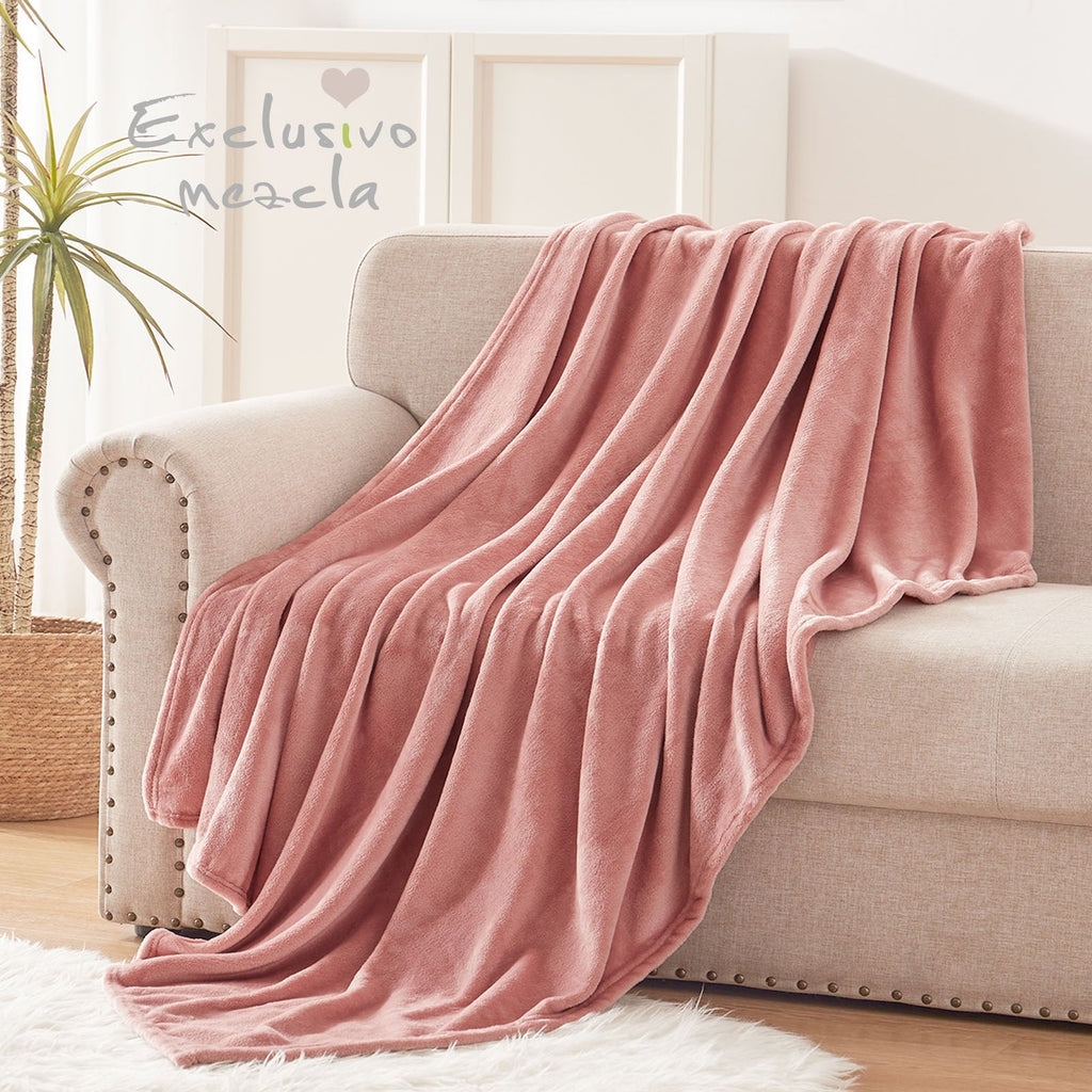 Lightweight Warm Fleece Throw Blanket for Couch, Sofa, Super Soft and Warm Blankets, Pink Throw All Season Use, Cozy, Plush, Lightweig... - Luxury Knitted Decorative Throw Blanket with Fringes Detail