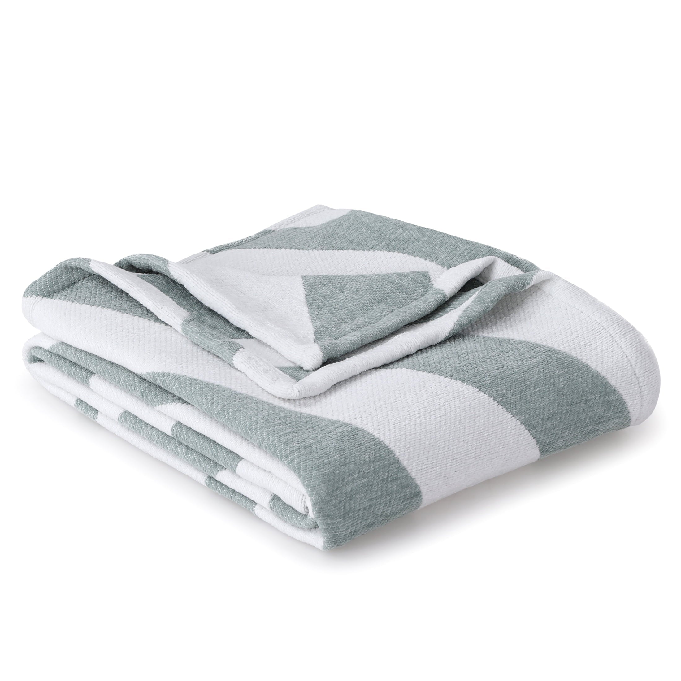 Reversible Sherpa Chenille Jacquard Soft Throw Blanket, Soft Sea - Cozy Fleece Throw Blanket for Couch & Bed Detail