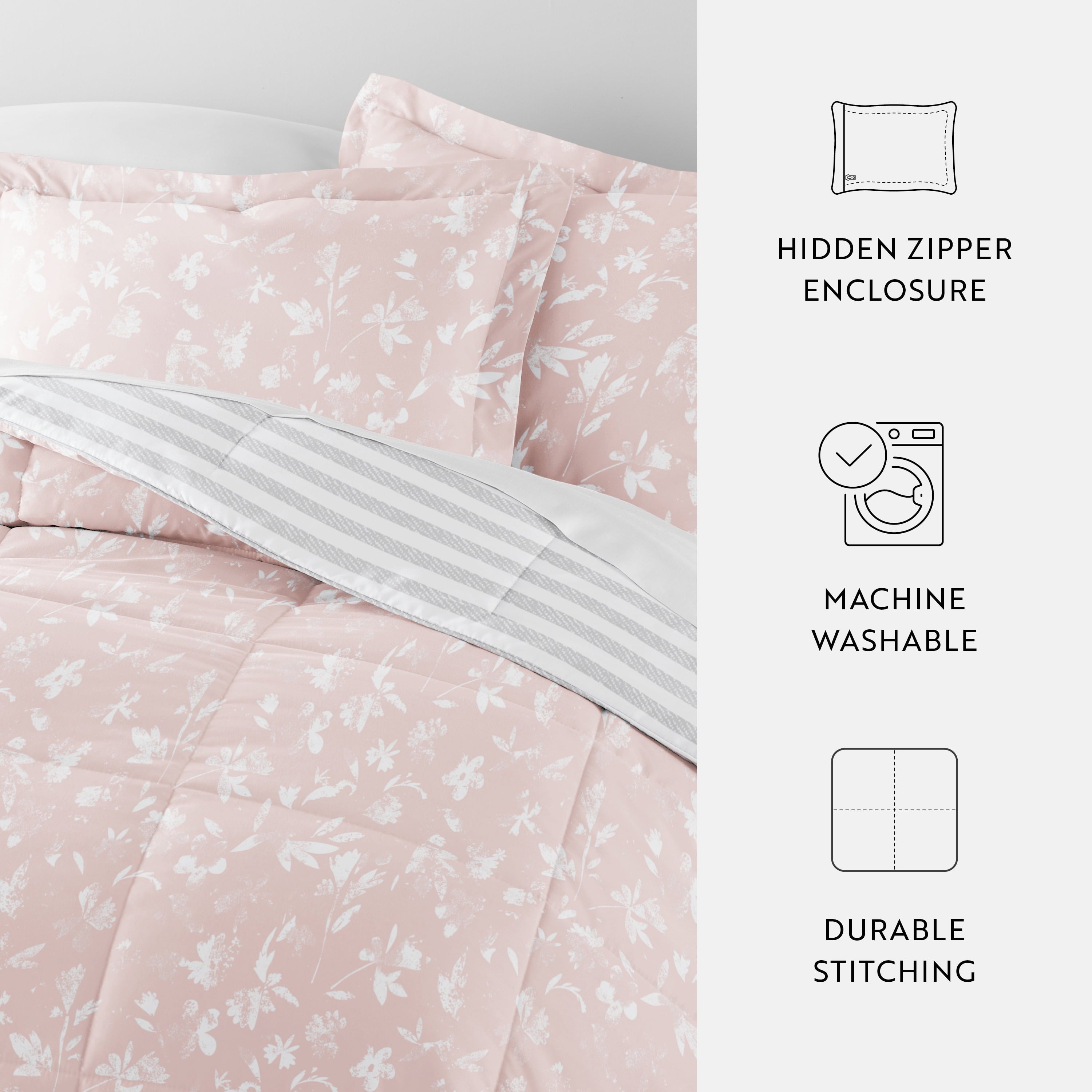 All-Season All Season Ultra Soft Comforter Set Lightweight Bedding in Pressed Flowers for Full/Queen Size - Hypoallergenic Ultra-Fluffy Quilt for Winter Detail