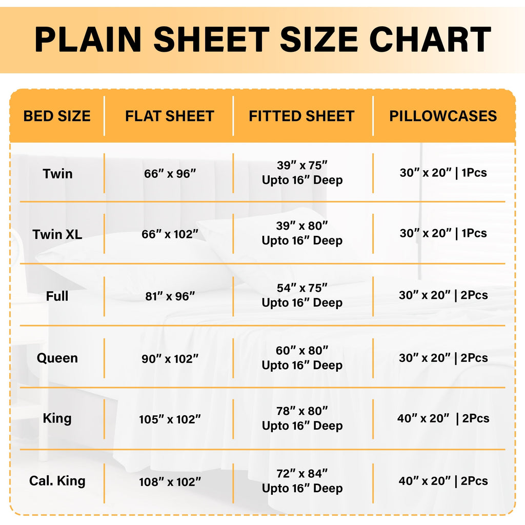 Breathable Luxury Size Sheet Set, 4-Piece Plain Soft Microfiber – Deep Pocket Bed Sheets, Includes 1 Fitted Sheet, 1 Flat Sheet, 2 Pill... - Breathable Egyptian Cotton Flat & Fitted Sheets Detail