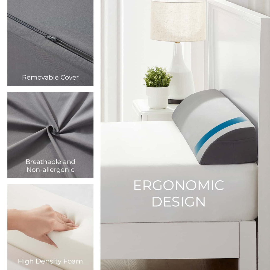 Ergonomic Memory Foam Bed Wedge Pillow for Headboard, Mattress Gap Filler Headboard Pillow, Queen Size - Ergonomic Memory Foam Pillow for Neck Pain Support Detail