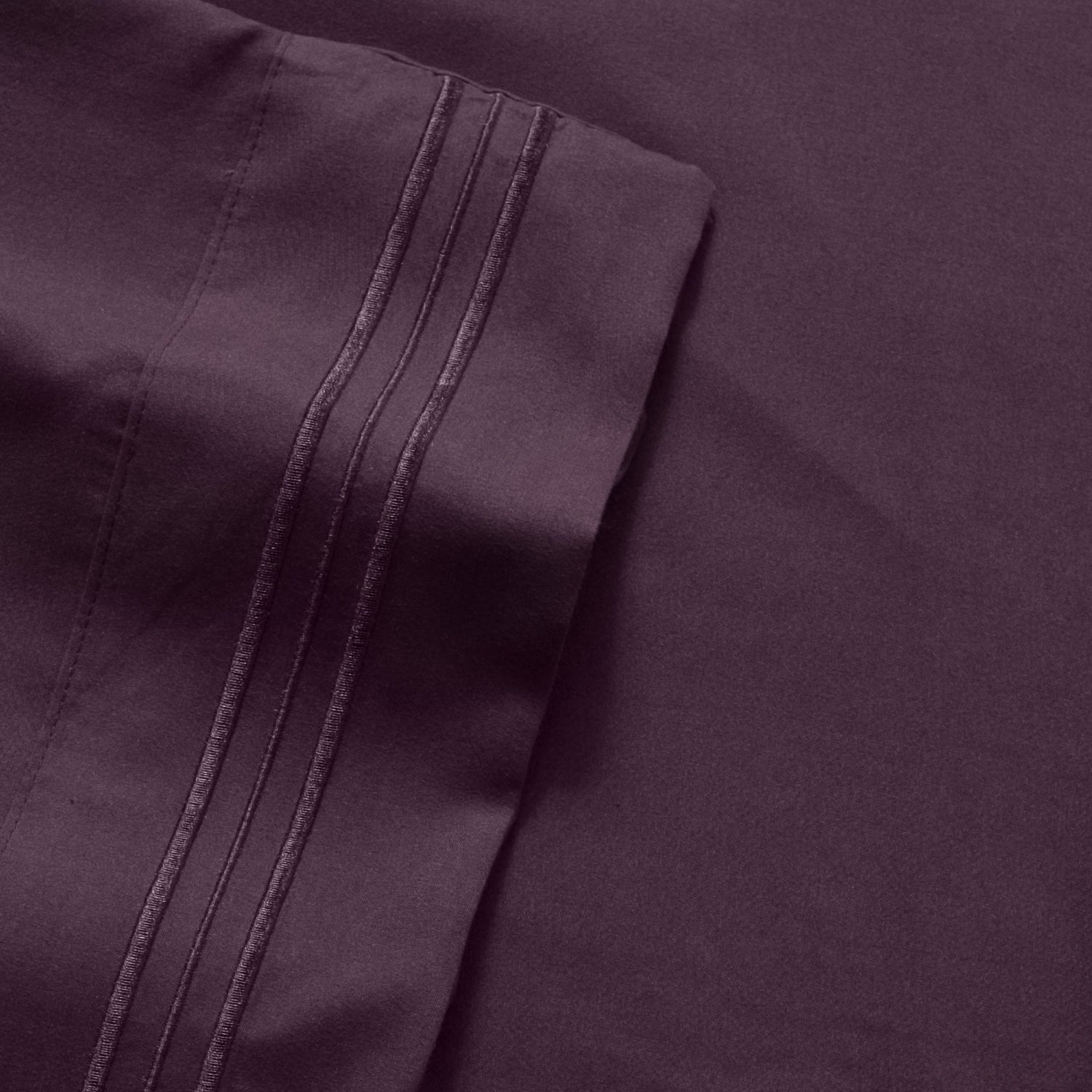 Breathable Luxury 1800 Series Bed Sheets - Extra Soft Microfiber Deep Pocket Sheet Set - Purple, Full - Breathable Egyptian Cotton Flat & Fitted Sheets Detail