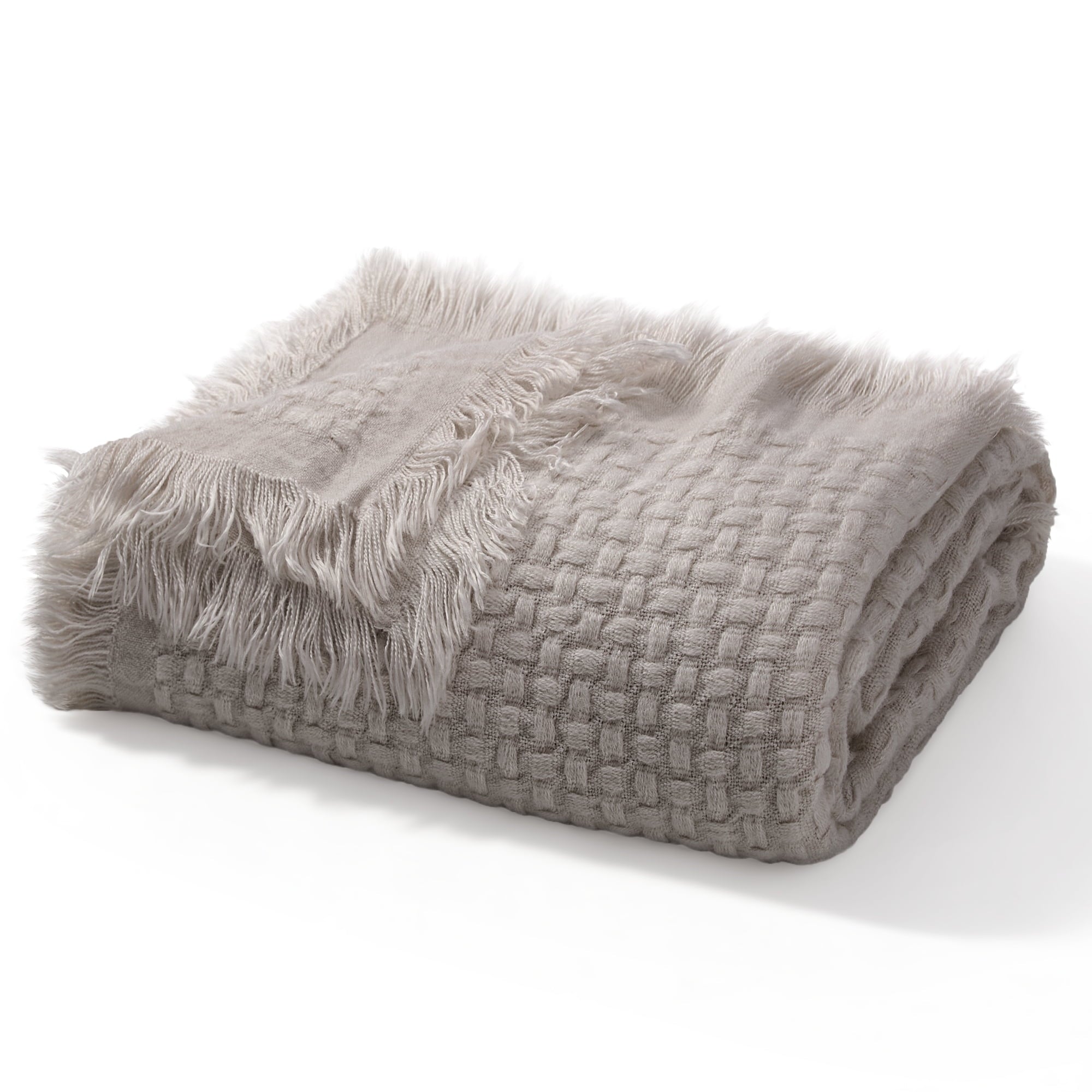 Reversible Sherpa Knitted Throw Blanket with Fringes for Couch, Soft and Warm Textured Throw for All Season, Lightweight Breathable Roo... - Super Soft Reversible Sherpa Flannel Blanket Detail
