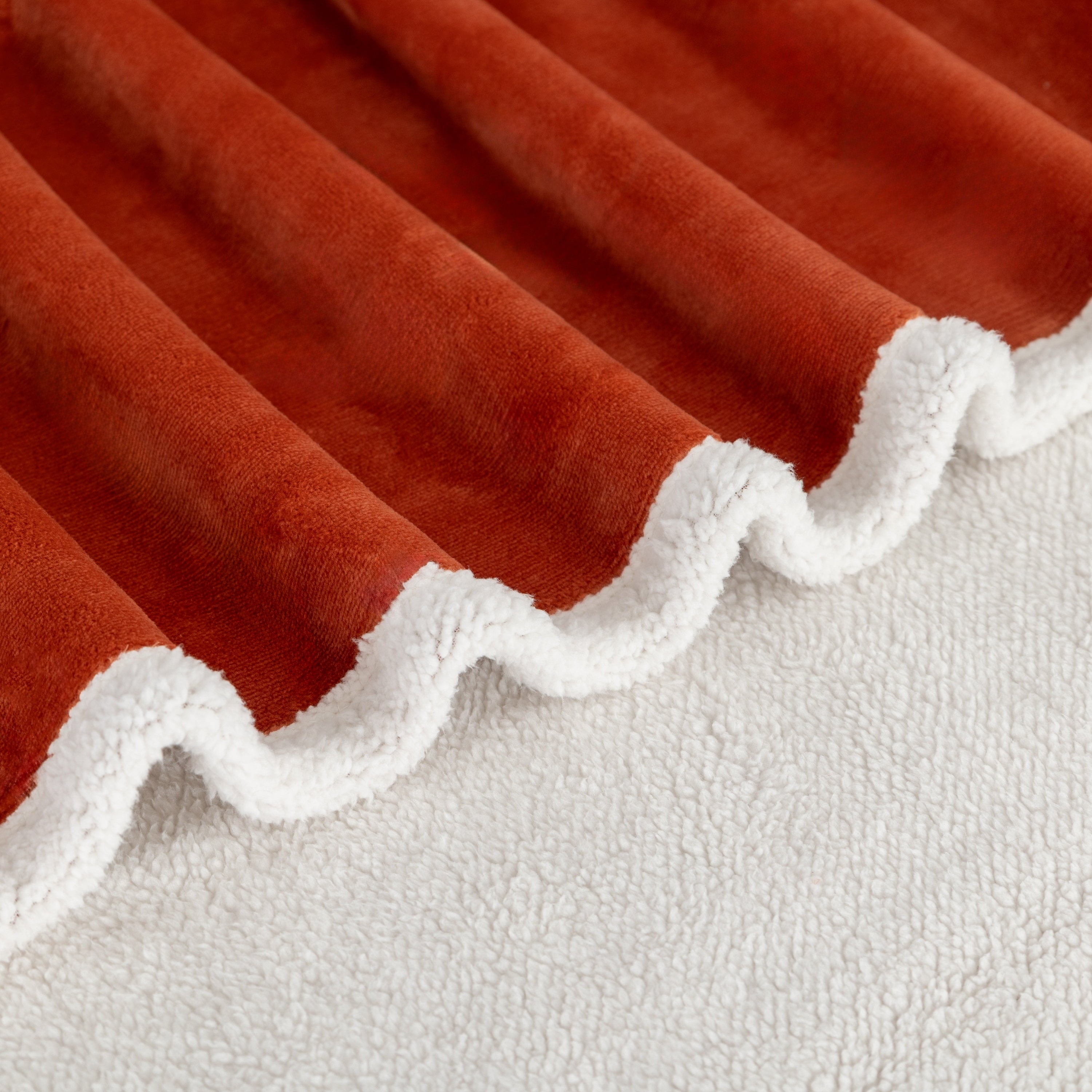 Cozy Fleece Reversible Printed Velvet Plush and Hampshire Faux Shearling Soft Throw Blanket, Standard Size, Auburn Sun - Luxury Knitted Decorative Throw Blanket with Fringes Detail