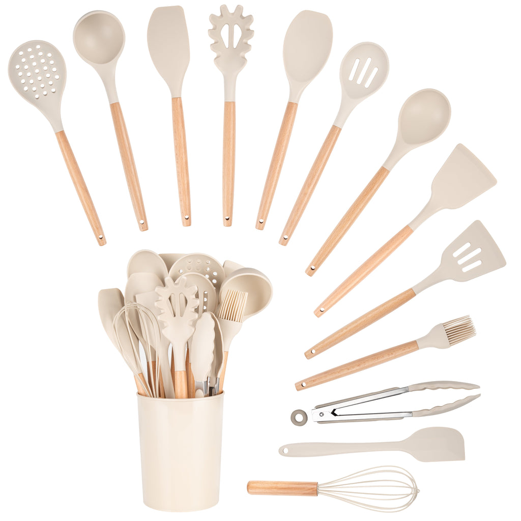 Non-Stick Safe 14pcs Cooking Utensil Set with Caddy - Premium Stainless Steel Cooking Utensil for Non-Stick Pots Detail