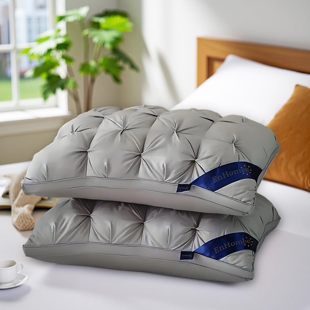 Fluffy Shredded 2-Pack Luxurious Hotel-Quality ,Resistant to Flattening, All-Season,Gray - Orthopedic Shredded Foam Bed Pillow Set Detail