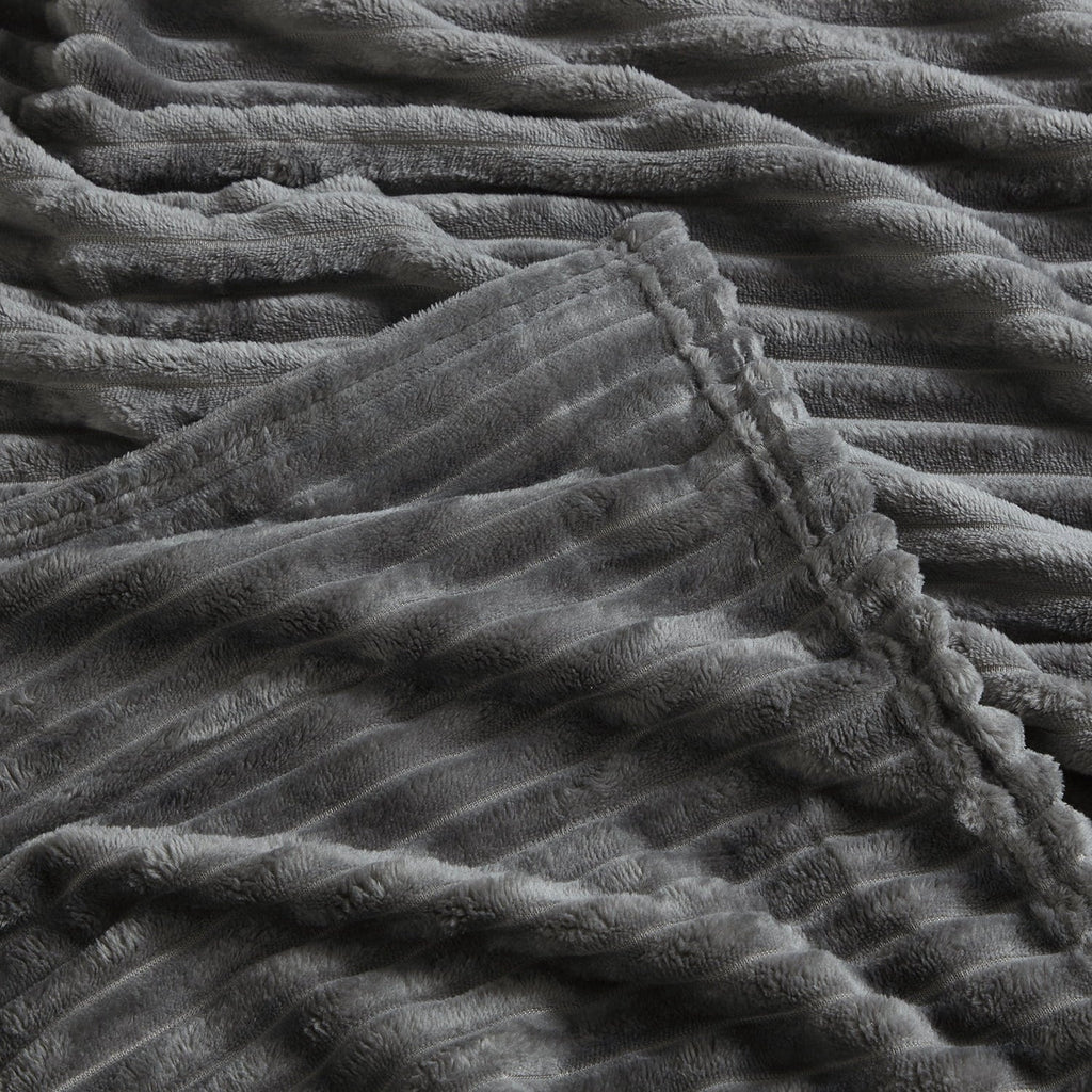 Cozy Fleece Cut Plush Fleece Blanket, Soft Lightweight Fuzzy Luxury Throw Size Bed Blankets for Bed, Throw, Gray - Luxury Knitted Decorative Throw Blanket with Fringes Detail