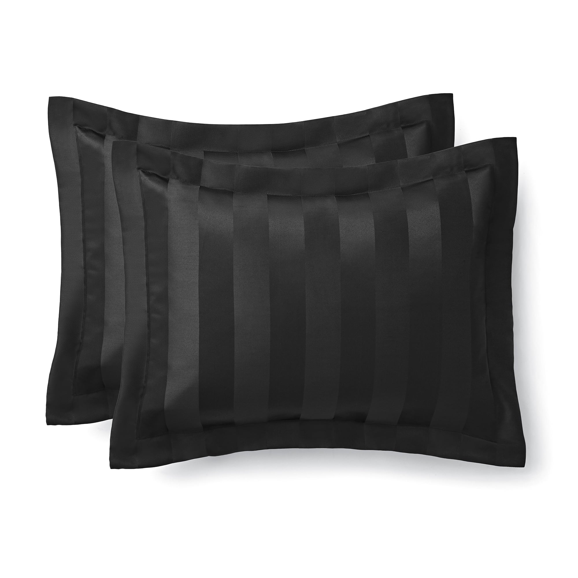 All-Season Rich Black 5 Piece Damask Stripe Comforter Set, King, Adult, Unisex - Luxurious Quilted Duvet Cover Set Detail