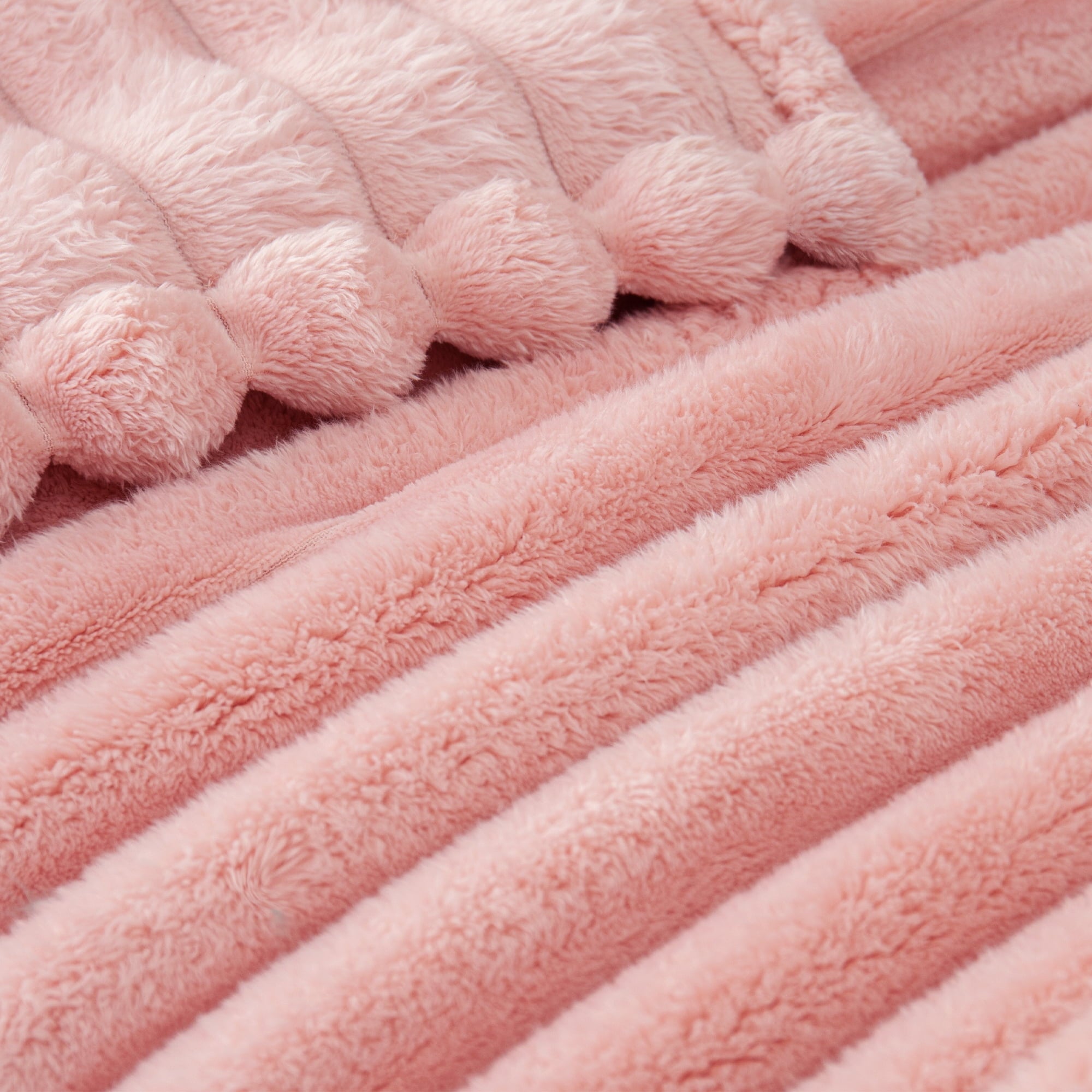 Decorative Knitted Fleece Throw Blanket for Couch, Super Soft 3D Striped Jacquard Blanket, Lightweight Fuzzy Cozy Blankets, Pink, 50"x60" - Luxury Knitted Decorative Throw Blanket with Fringes Detail