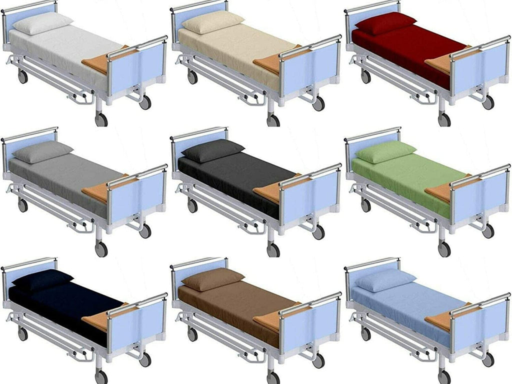 Wrinkle-Resistant 100% Cotton Hospital Bedsheets Set - 1 Flat Sheet, 1 Fitted Sheet (10" Inch) Deep Pocket, 1 Pillowcase, Best & Comfor... - Luxury Bed Sheet Set with Deep Pockets Detail