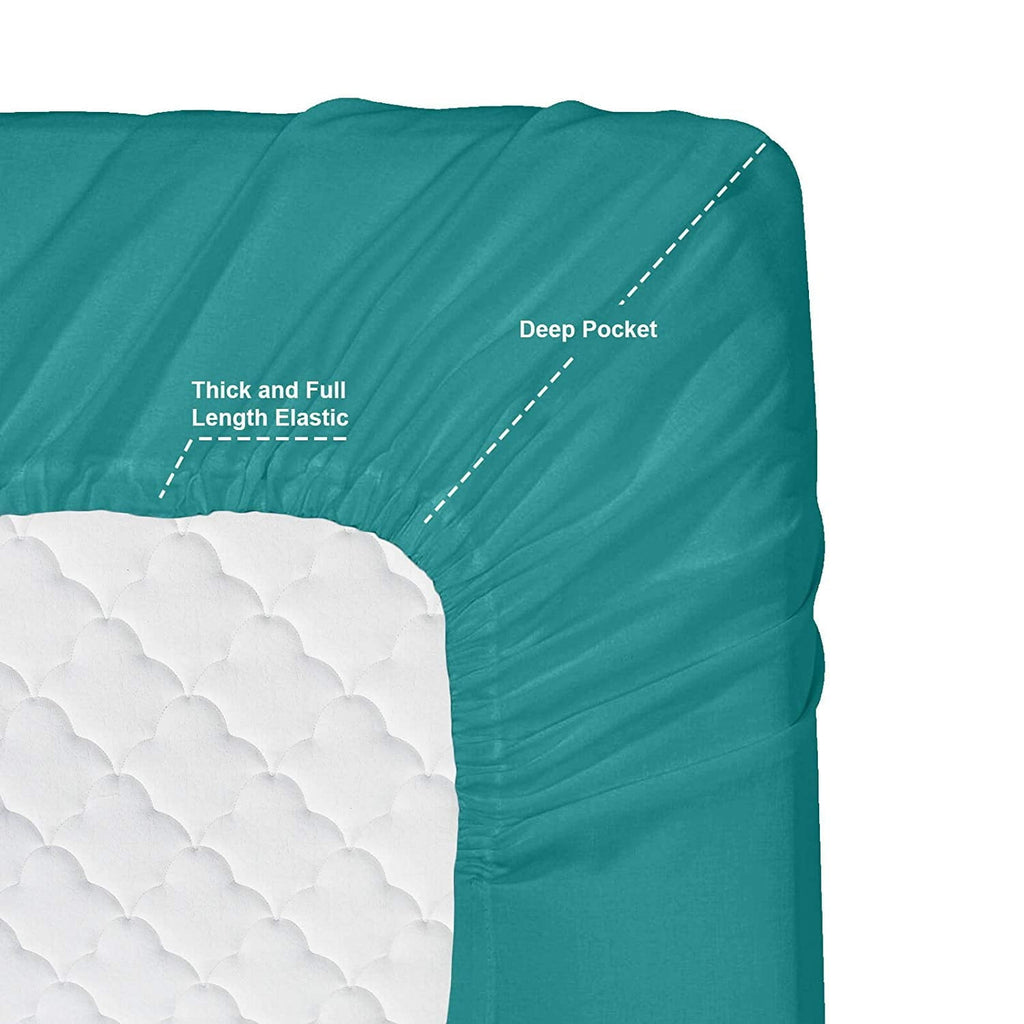 Breathable Luxury RV/Short Queen 6-Piece Bed Set for Campers - Deep Pocket Fitted Sheet Luxury Soft Microfiber, Teal - Luxury Bed Sheet Set with Deep Pockets Detail