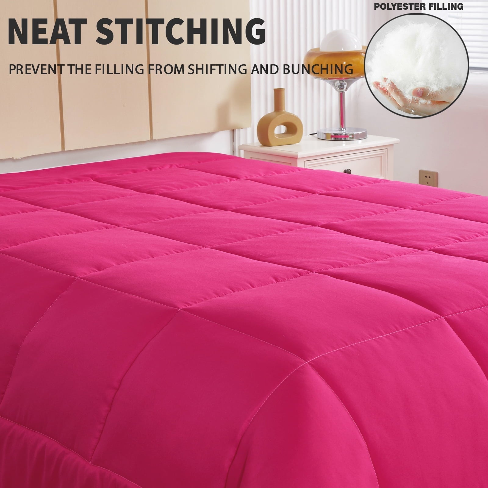 Luxurious Quilted Lightweight Reversible 3-Piece Comforter Set All Seasons, Down Alternative Comforter with 2 Pillow Shams, Queen Size,... - Luxurious Quilted Duvet Cover Set Detail