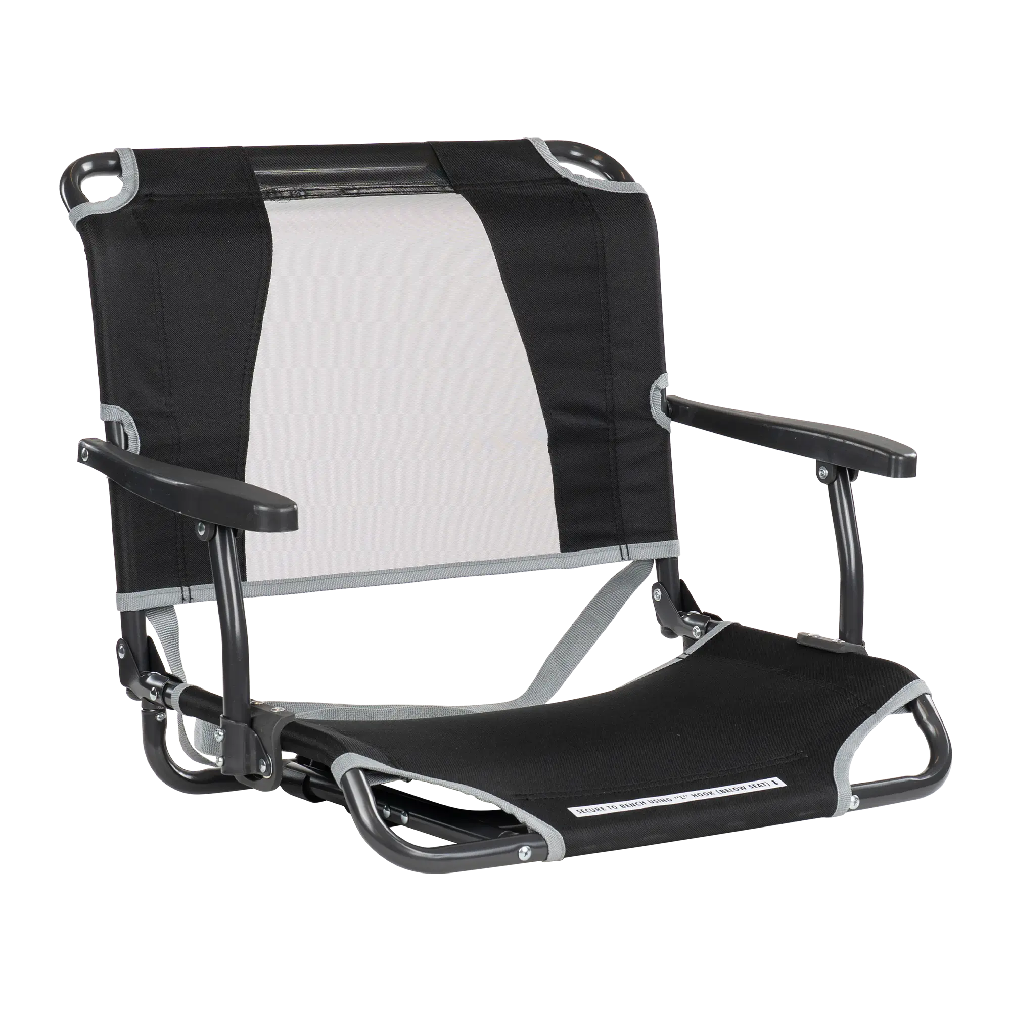 Ultra-Lightweight Big Comfort Stadium Chair with Armrests - Choice 465 - Lightweight Folding Bleacher Chair with Cushioning - Black