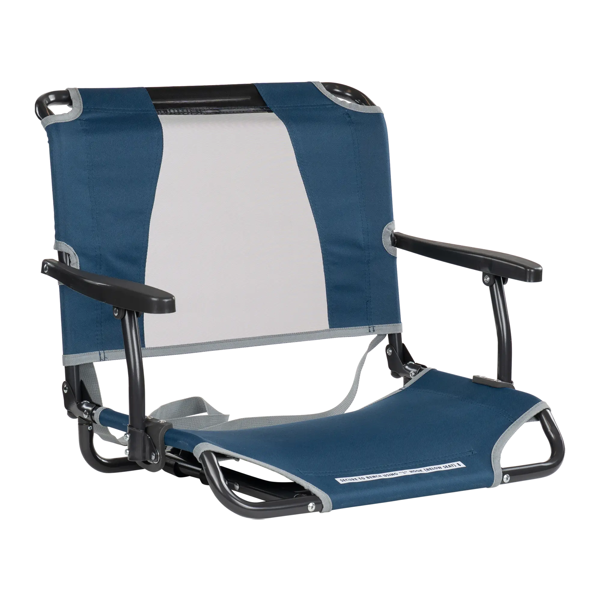 Ultra-Lightweight Big Comfort Stadium Chair with Armrests - Choice 465 - Lightweight Folding Bleacher Chair with Cushioning - Navy