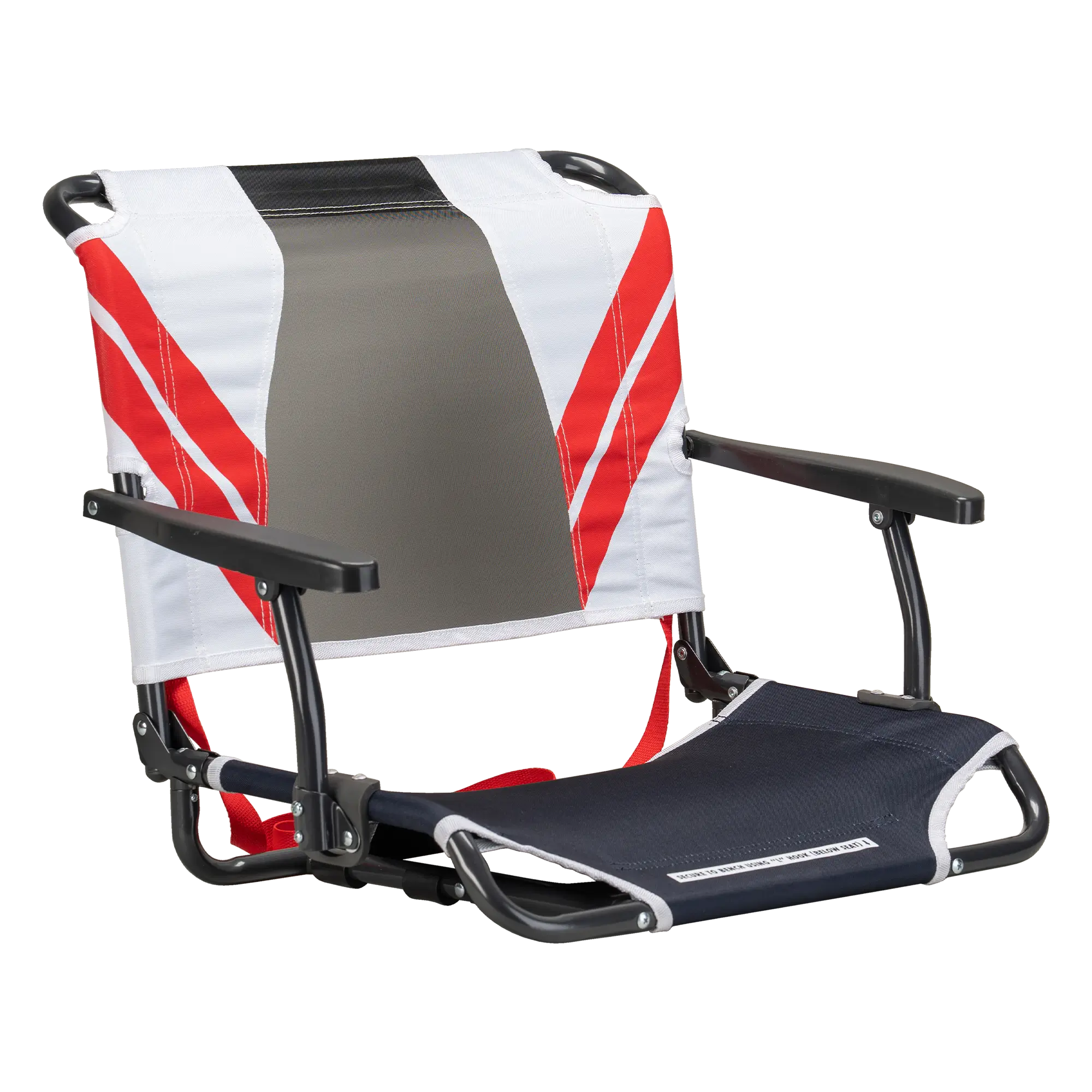Ultra-Lightweight Big Comfort Stadium Chair with Armrests - Choice 465 - Lightweight Folding Bleacher Chair with Cushioning - Indigo/White/Red