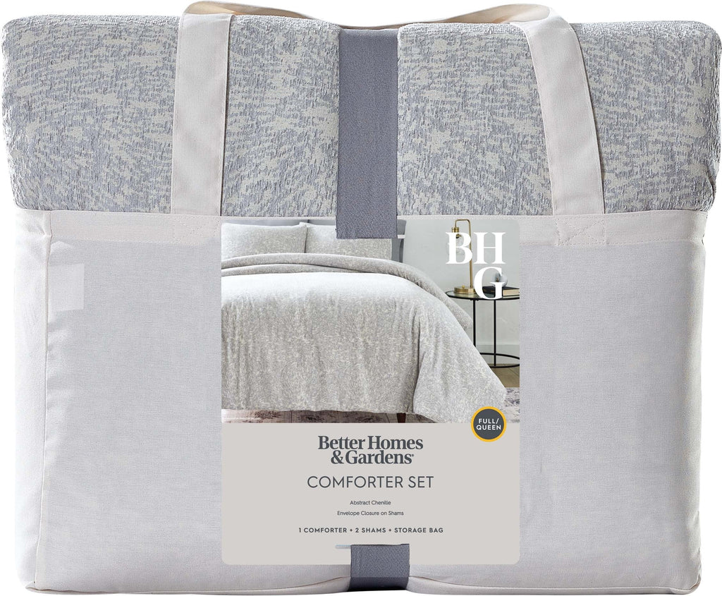 Hypoallergenic Cloud Better Homes & Garden Grey Chenille 3-Piece Comforter Set, Full/Queen, All Ages - Cloud-Like Soft Lightweight Bed Comforter Detail
