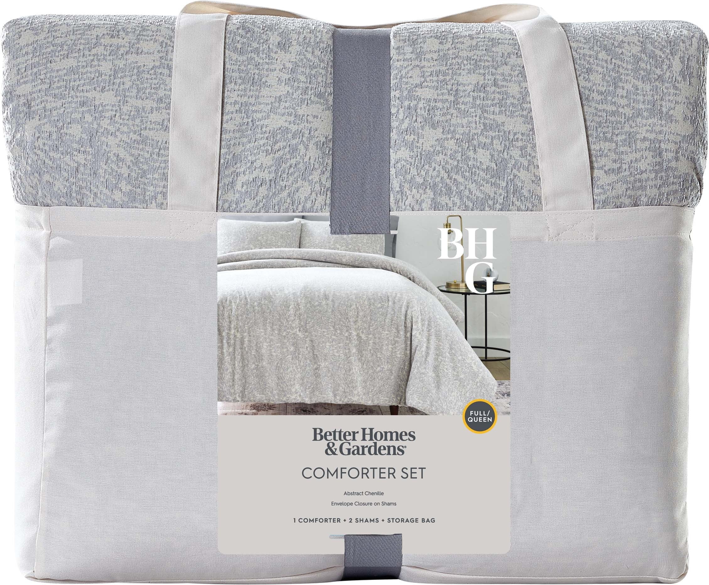 Hypoallergenic Cloud Better Homes & Garden Grey Chenille 3-Piece Comforter Set, Full/Queen, All Ages - Cloud-Like Soft Lightweight Bed Comforter Detail