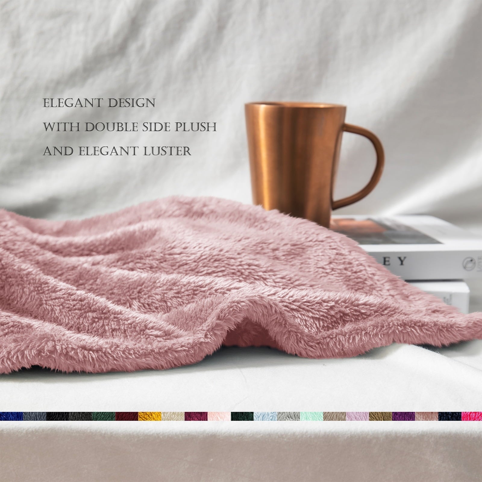 Super Soft Flannel Plush Fuzzy Large Fleece Throw Blanket (50" x 70", Dusty Pink)- Soft, Warm and Lightweight - Lightweight Plush Warm Blanket for All Seasons Detail