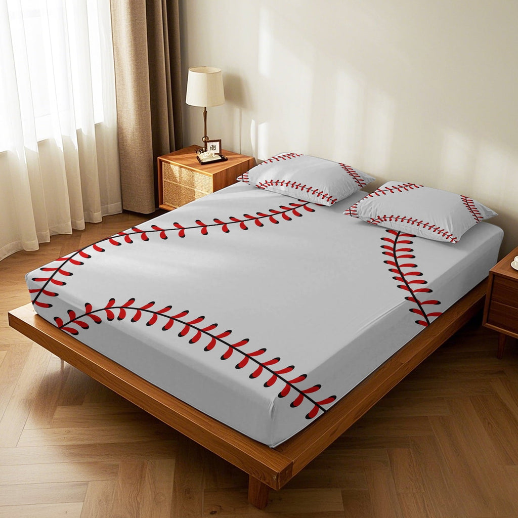 Breathable Luxury Baseball Sheet Set Sports Theme Bedding Set for Kids 3D Baseball Pattern Bed Sheets Baseball Games Bed Sheet Set Room... - Breathable Egyptian Cotton Flat & Fitted Sheets Detail