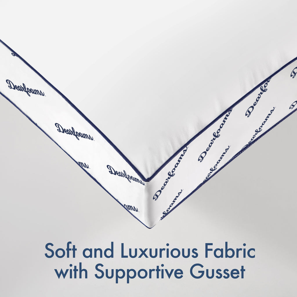 Hotel Collection Cozy Gusseted Bed Pillow Standard, White - Ergonomic Memory Foam Pillow for Neck Pain Support Detail