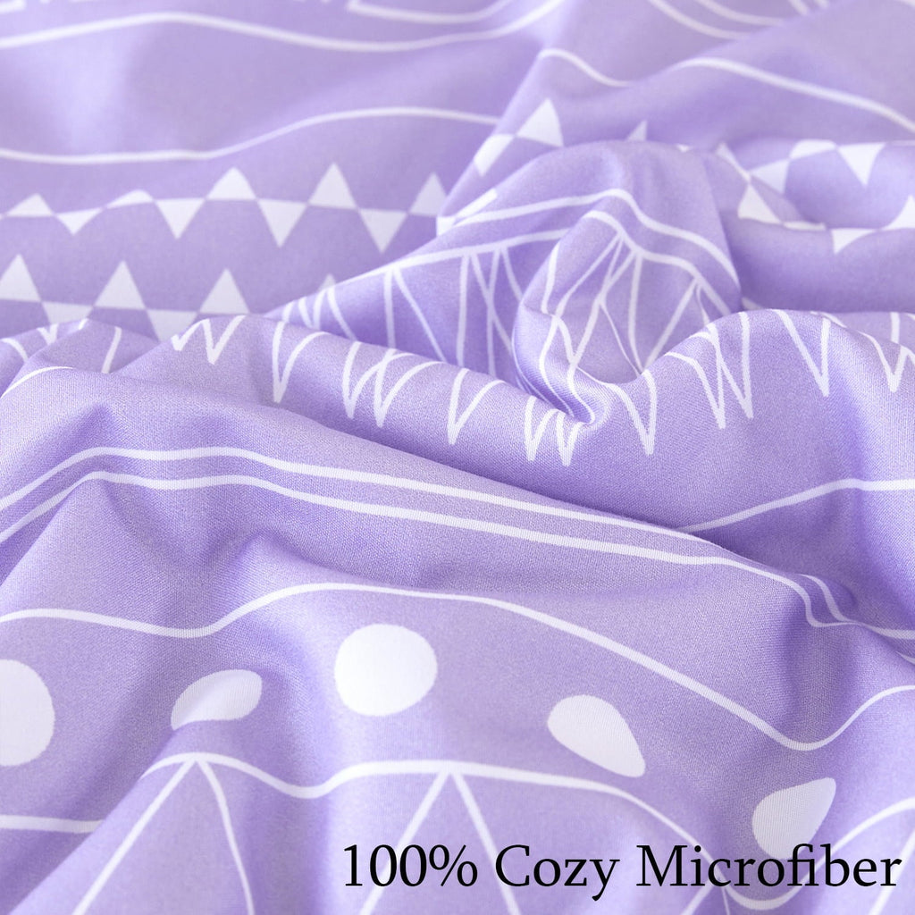 Fluffy Down Alternative 8-Pieces Boho Bedding Set Full Lavender Striped Bed in a Bag for Girls Women Soft Fluffy Purple Comforter Set with Sh... - Cloud-Like Soft Lightweight Bed Comforter Detail