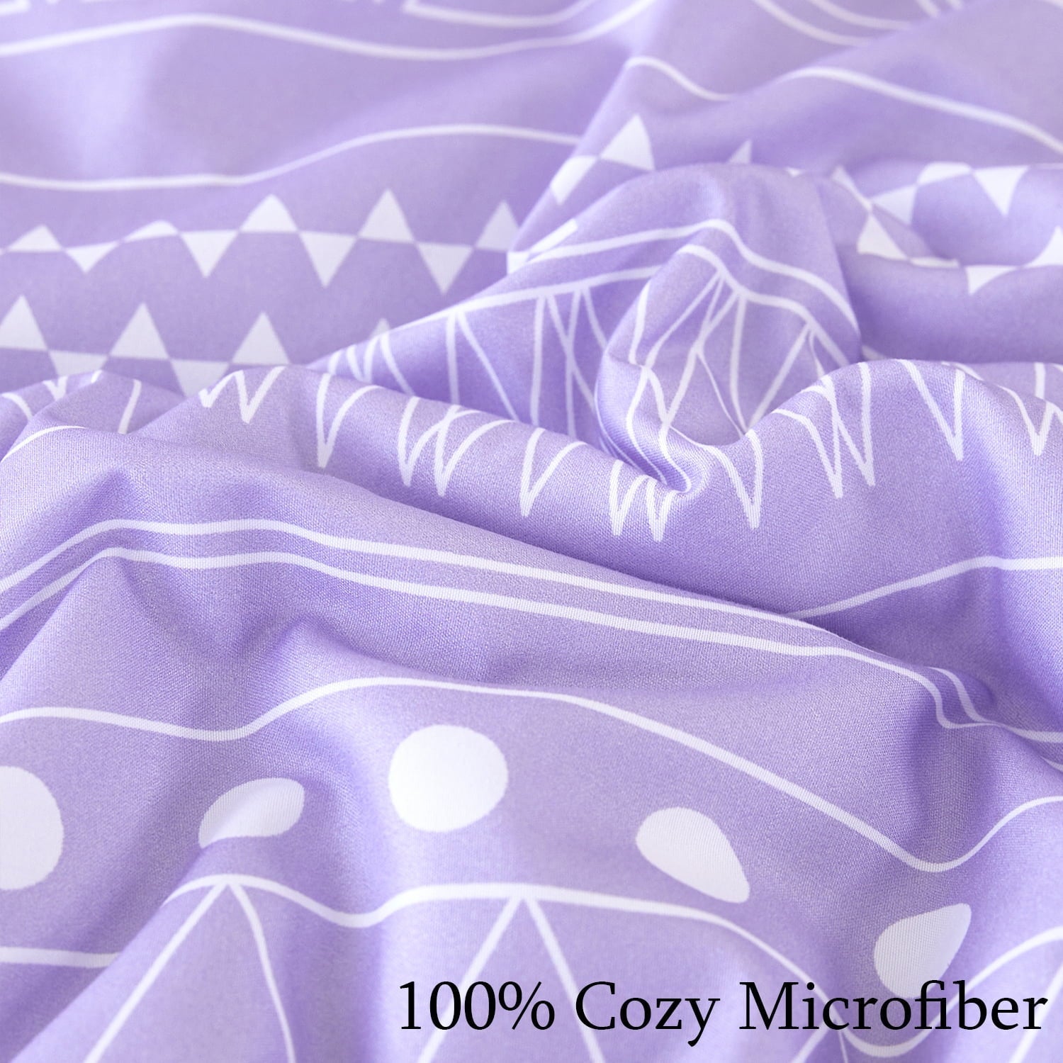 Fluffy Down Alternative 8-Pieces Boho Bedding Set Full Lavender Striped Bed in a Bag for Girls Women Soft Fluffy Purple Comforter Set with Sh... - Cloud-Like Soft Lightweight Bed Comforter Detail