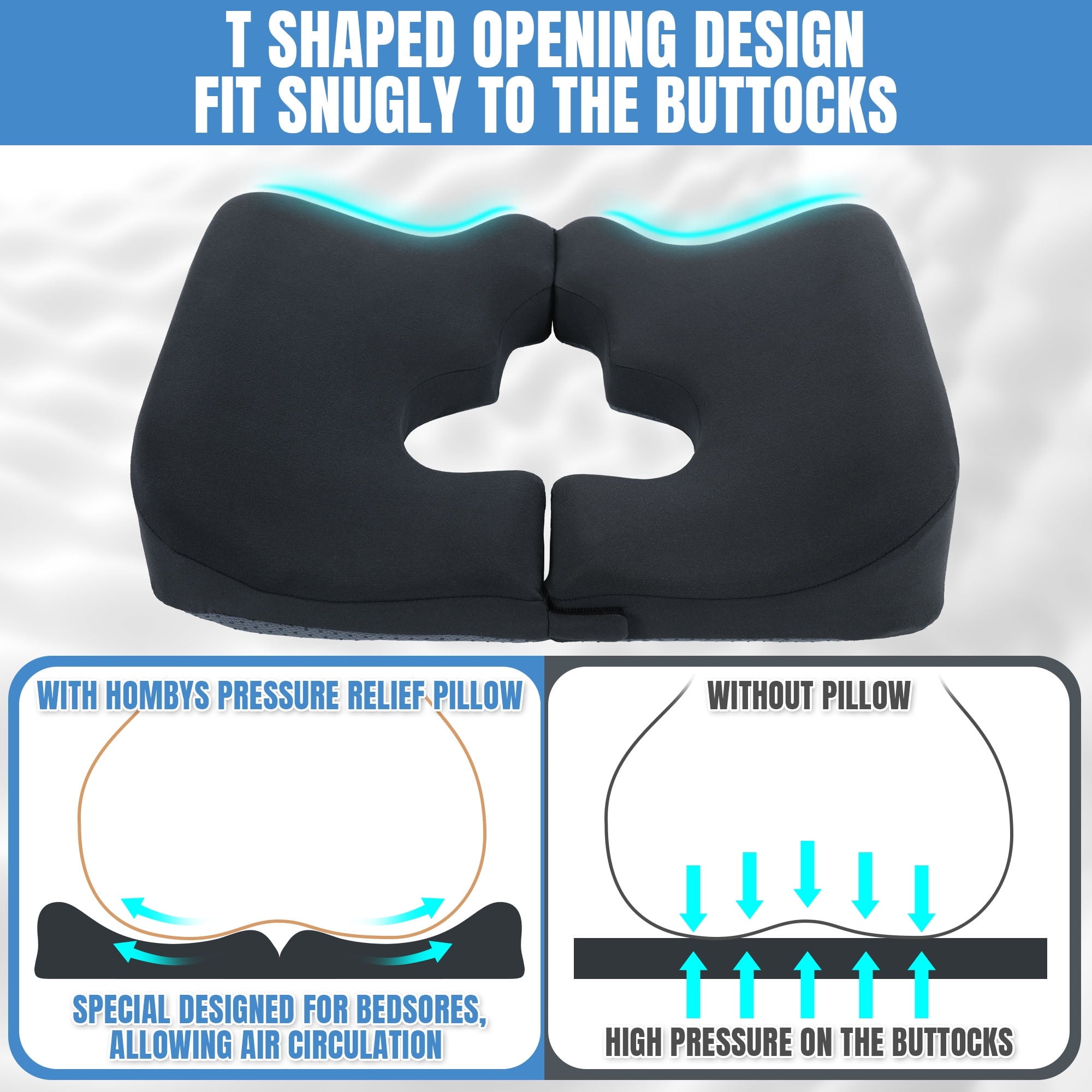 Decorative Plump Memory Foam Bed Sore Cushions for Butt, Bedsore Pressure Relief Pillow for Sleeping and Sitting,Cushion for Bed Sores... - Orthopedic Shredded Foam Bed Pillow Set Detail