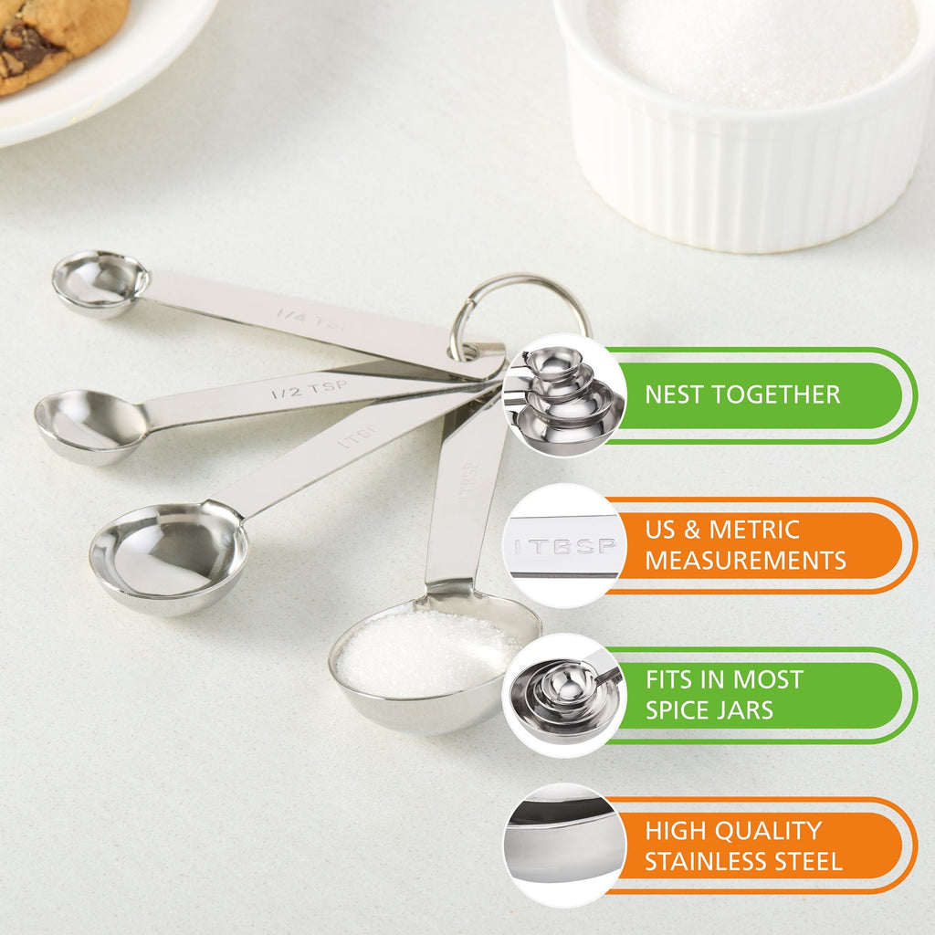 Innovative Kitchen Stainless Steel 4-Piece Nesting Measuring Spoons Set, Stainless Steel Finish - Premium Stainless Steel Garlic Presser & Peeler Detail