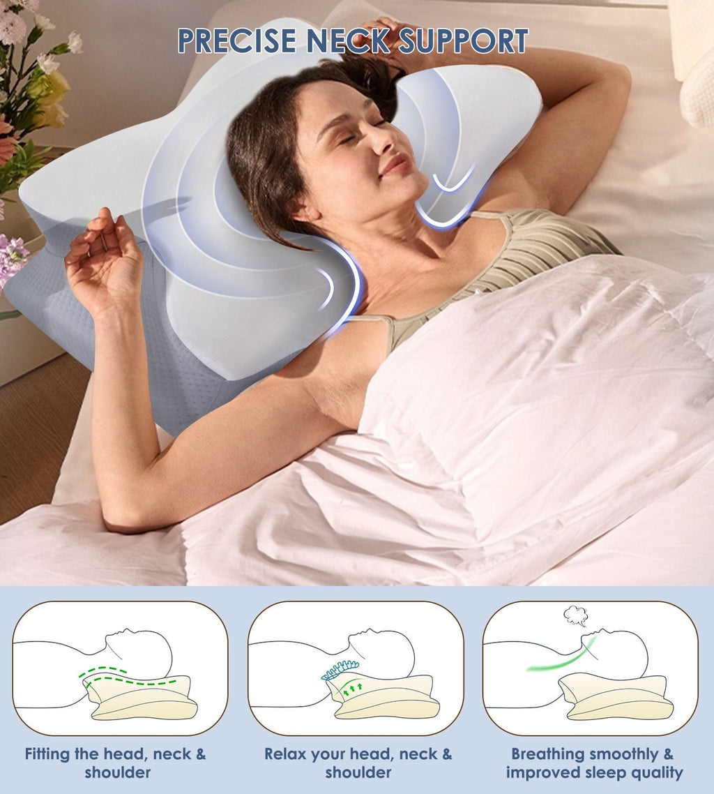 Hotel Collection Cervical Pillow for Neck Pain Relief, Contour Memory Foam Pillows, Odorless Ergonomic Neck Pillow Adjustable Orthoped... - Decorative Throw Pillow Cushion for Sofa & Bed Detail
