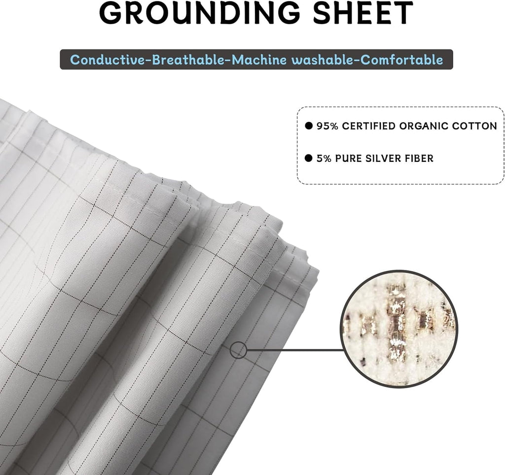 Breathable Luxury Grounding Sheets 39 * 75 inch, Conductive Grounding Sheets with Grounding Cord, Grounding Sheets for Earth with Silve... - Premium Ultra-Soft Pillowcase Pair for Sleeping Detail