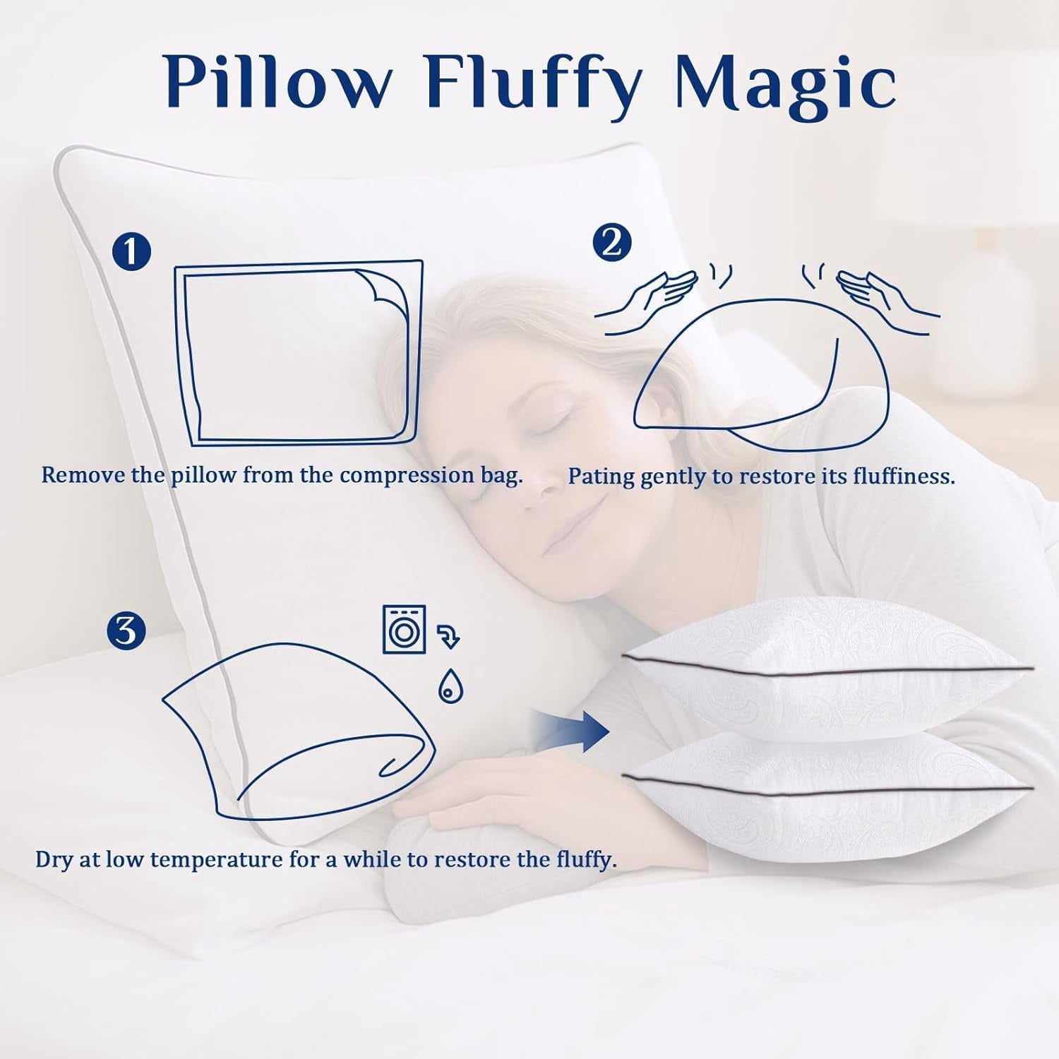 Ergonomic Memory Foam for Sleeping, Soft and Supportive Throw for Couch, Bed and Sofa, Down Alternative Pillow, 26x26 Inches - Orthopedic Shredded Foam Bed Pillow Set Detail