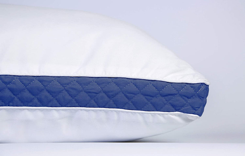 Ergonomic Memory Foam Gusseted Quilted Bed Pillows - Set of 2 Premium Bed Pillows for Side Sleepers and Back Sleepers - 2 Pack (King Size, Na - Orthopedic Shredded Foam Bed Pillow Set Detail