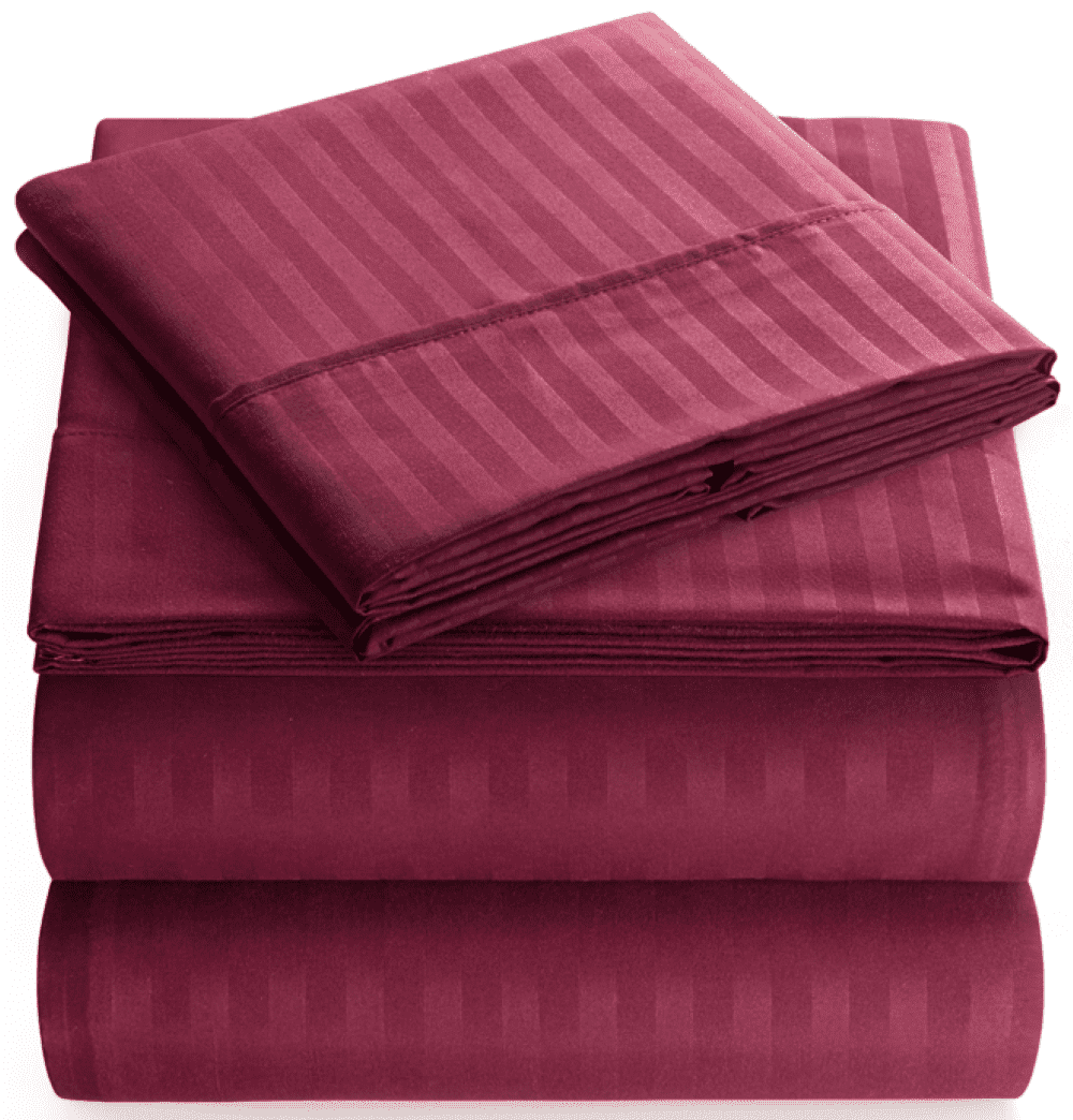 Premium Egyptian Cotton Bedding Set with Flat Sheet, Fitted Bed Sheet & Pillowcases, Full Burgundy - Cooling Hotel Quality Bedding Sheets and Pillowcases - Default Title