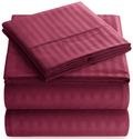 Premium Egyptian Cotton Bedding Set with Flat Sheet, Fitted Bed Sheet & Pillowcases, Full Burgundy - Cooling Hotel Quality Bedding Sheets and Pillowcases - Default Title