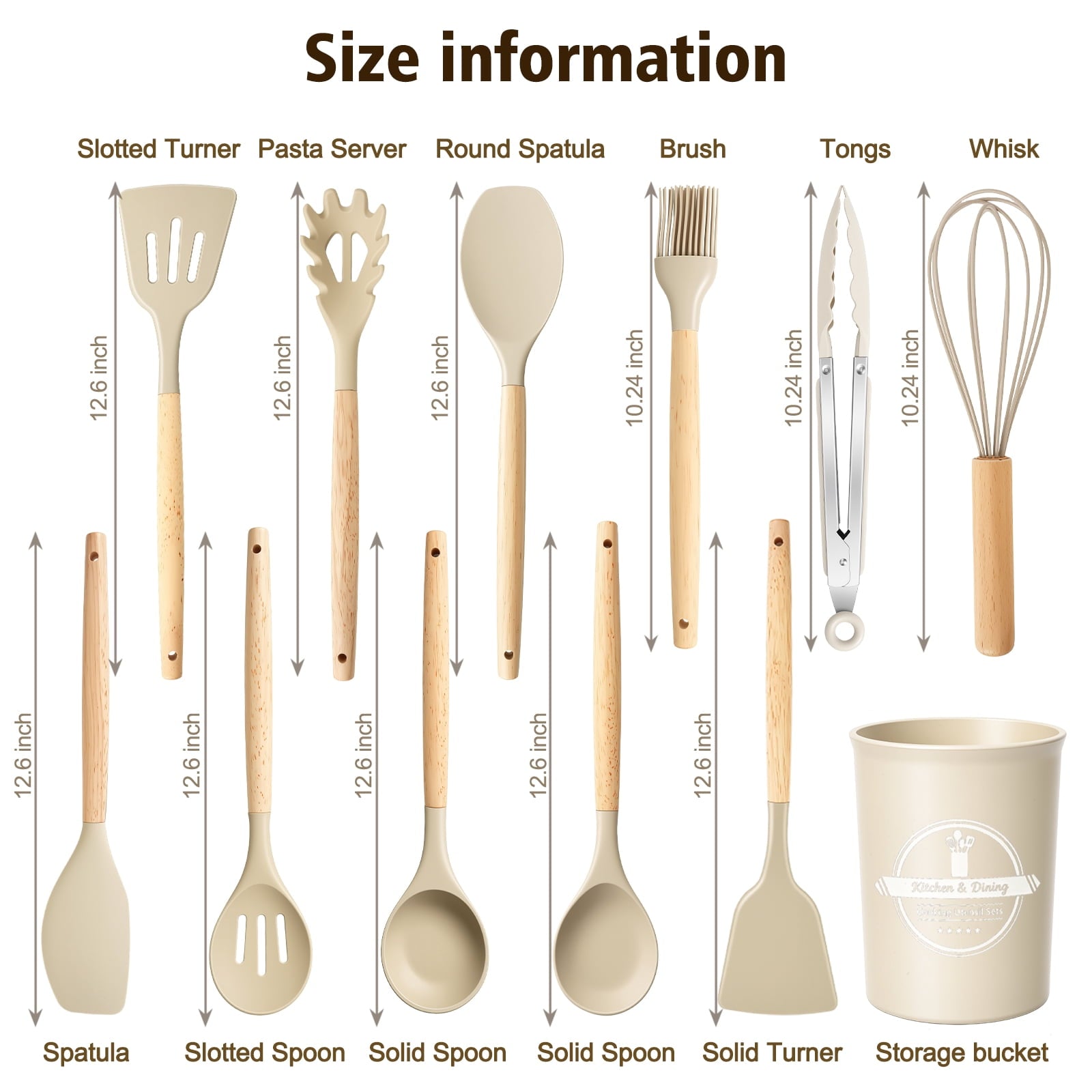 Premium Silicone Silicone Cooking Utensils Set, Heat Resistant Kitchen Tools, 36 PCS Non-Stick Silicone Cooking Kitchen Utensils, Khaki - Heat-Resistant Silicone Cooking Spatula Turner Detail