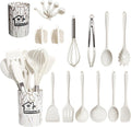Heat-Resistant Silicone Cooking Utensils Set - 446°F Heat Resistant Kitchen Utensils,Turner Tongs,Spatula,Spoon,Brush,Whisk,Kitchen ... - Ergonomic Kitchen Tongs and Cooking Spoon Utensil - Default Title