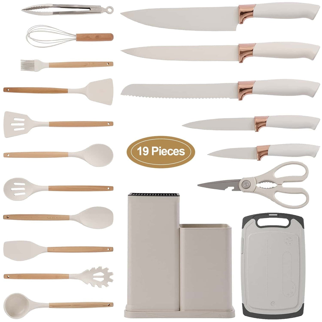 High-Precision Kitchen Utensils Set for Cooking, 11 Cooking Utensils, 6 Knife set Beige,3 Utensil Sets,utensilios de cocina - High-Precision Culinary Tool for Baking & Cooking - Default Title