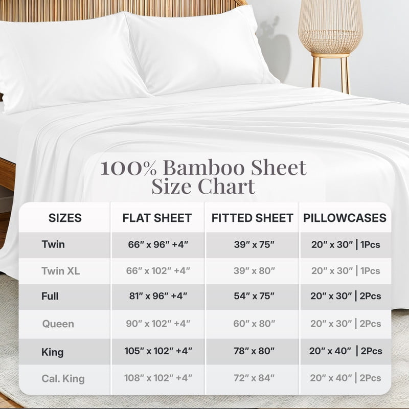 Premium Egyptian Cotton Lux Decor 100% Organic Viscose - 4 Piece Ultra-Soft Luxury Cooling Bed Sheets, 16" Deep Pocket, Breathable & Hypoalle... - Luxury Bed Sheet Set with Deep Pockets Detail