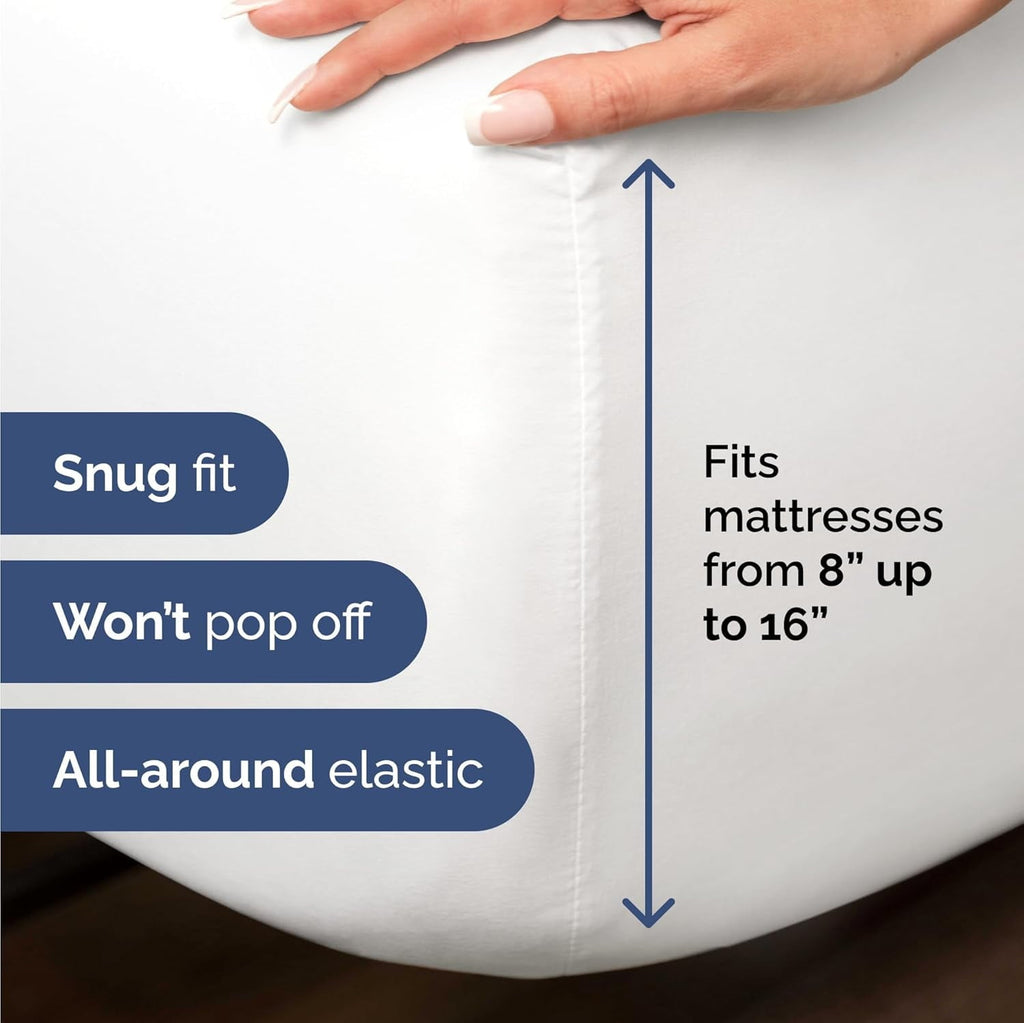 Wrinkle-Resistant 4-Piece Luxury Bamboo Cooling Sheet Set - Queen Size 100% Bamboo Derived Rayon Premium Bed Sheets, White - Cooling Hotel Quality Bedding Sheets and Pillowcases Detail