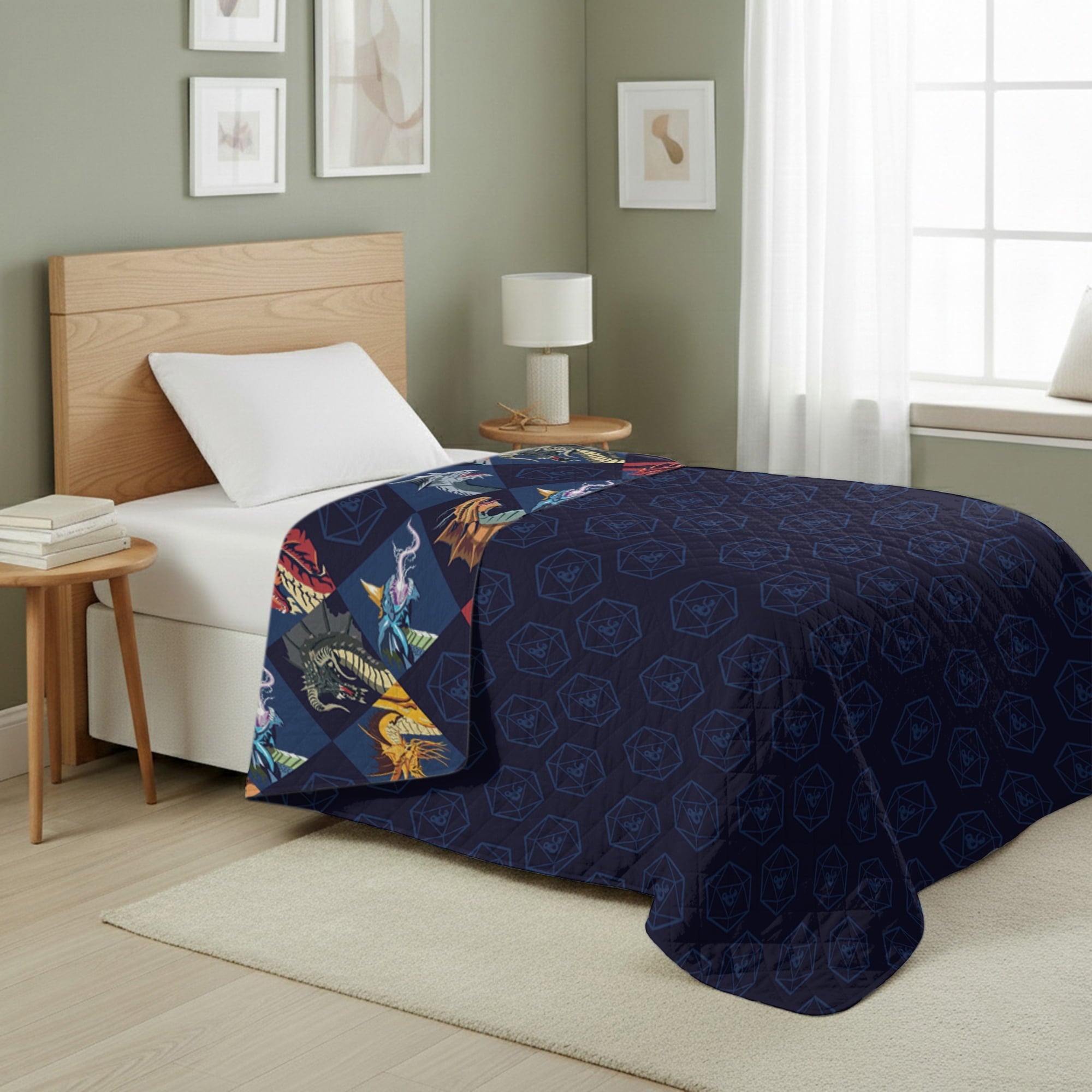 Reversible Sherpa Quilted Throw Blanket 60x80 inches, Kids Character Bedding - Cozy Fleece Throw Blanket for Couch & Bed Detail