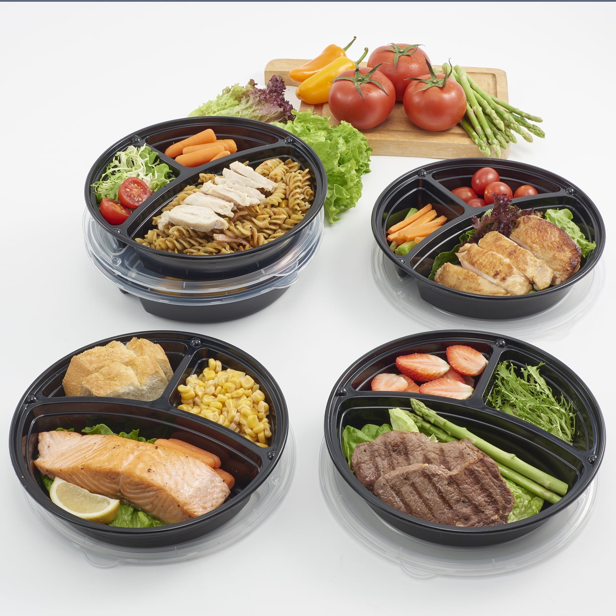 Deliciously Squishy 5-Pack Round Meal Prep Containers with 3 Compartments and Lids, 1L, BPA-Free, Microwave & Dishwasher Safe, Made for F... - Fun Food Fidget Cookie Squishable Toy Detail