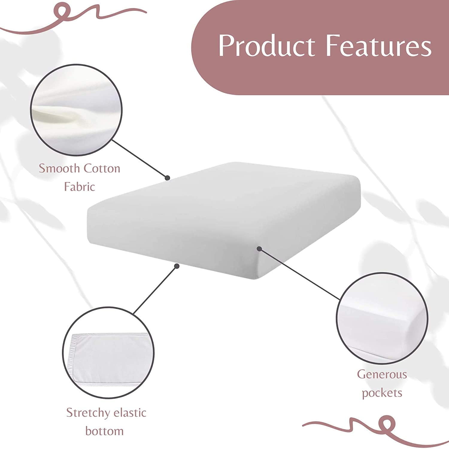Breathable Luxury Luxurious Hotel Quality Crib Fitted Sheet – 100% Cotton – Ultra Soft, Skin-Friendly & Hypoallergenic – Deep Pocket Fi... - Luxury Bed Sheet Set with Deep Pockets Detail