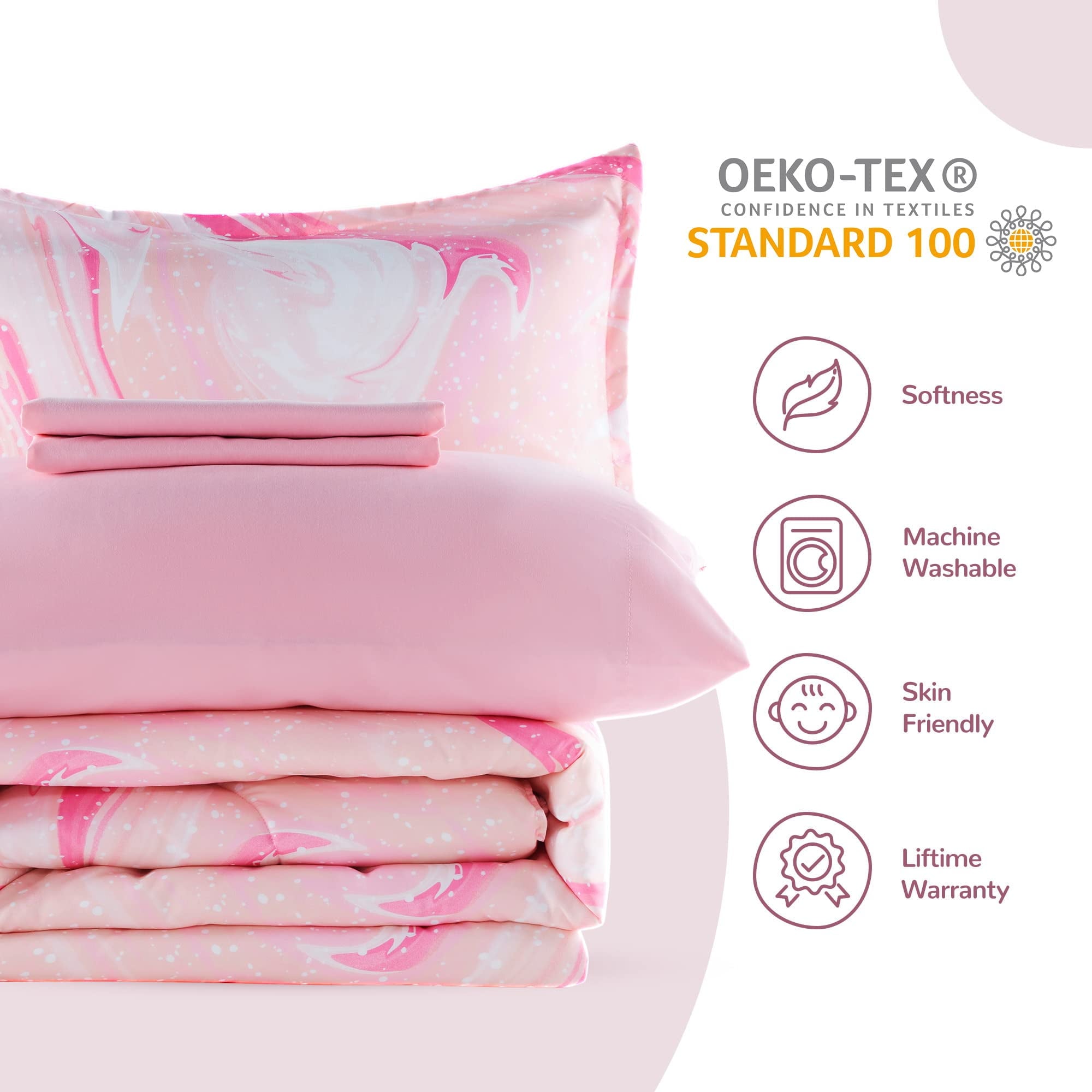 All-Season Kids Twin Bedding Comforter Set - 5 Pieces Super Cute & Soft Bedding Sets & Collections with Comforter, Sheet, Pillow... - Luxurious Quilted Duvet Cover Set Detail