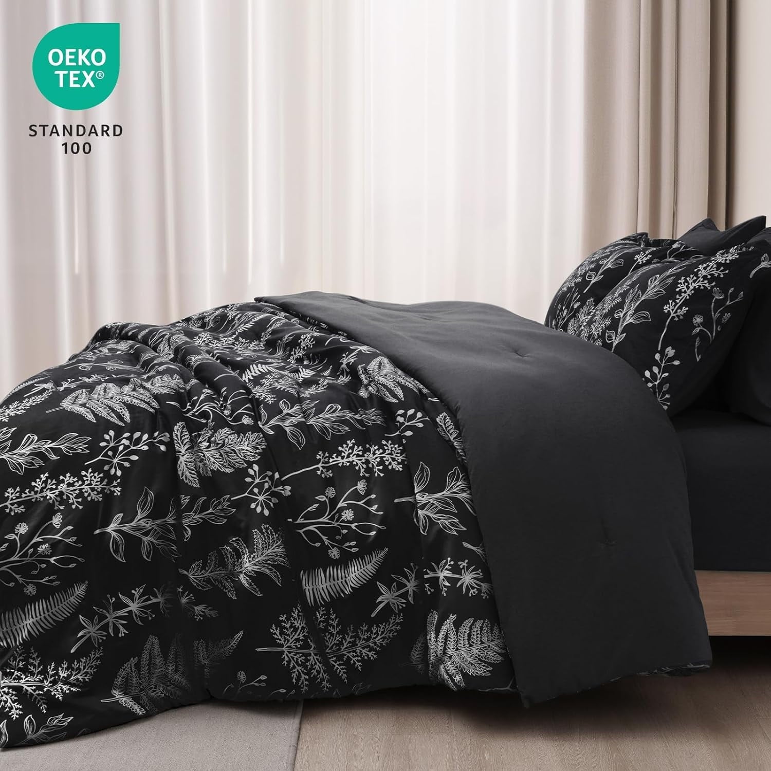 Heavyweight Warmth 3 Pieces Printed Comforter Set Queen Size, Lightweight Botanical Floral Bed in a Bag, Ultra Soft Bedding Set with 1 R... - Luxurious Quilted Duvet Cover Set Detail